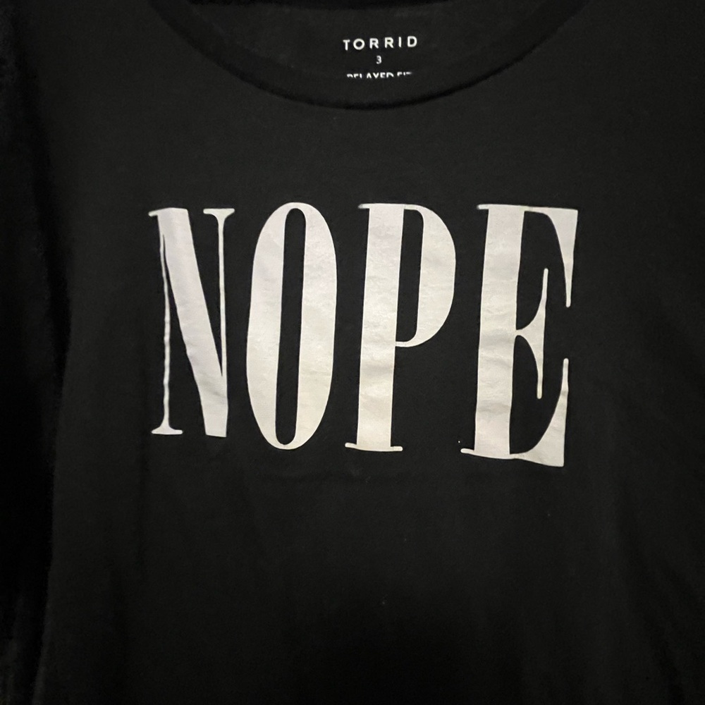 torrid Crop Black Graphic 'NOPE' Short Sleeve Tee - Picture 3 of 3